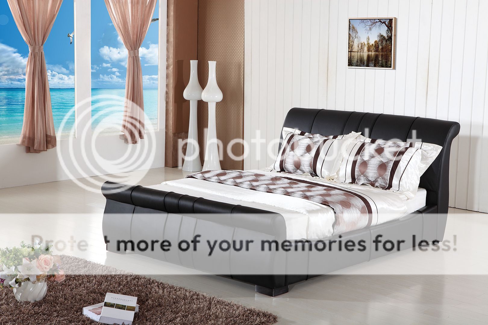 Beds Hazlo Designer Faux Leather Sleigh Bed Base (Double, Queen and King) was sold for R3